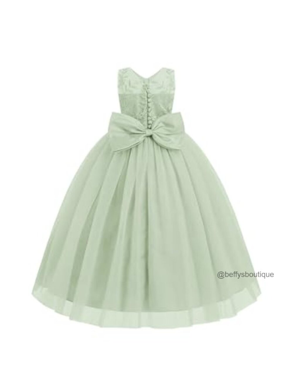 Kids Flower Girl Dress Lace Applique Puffy Tulle Floor-Length Bowknot Princess